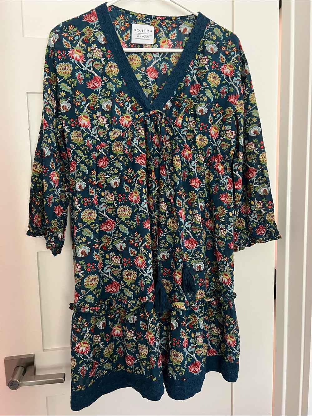 Teal Floral Tie-Front Women’s Tunic/Dress